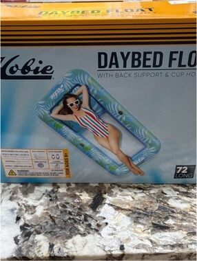 Hobie Tropical Leaf Inflatable Daybed Float - Teal & Light Blue